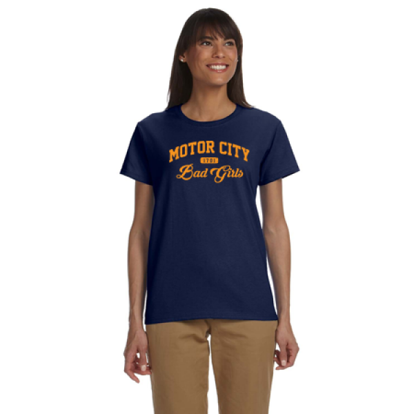 Motor City Bad Girls Navy Orange T-Shirt